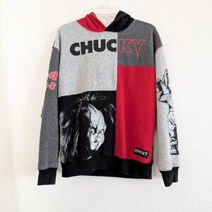 CHUCKY Pullover M Colorblock Good Guys Hooded Long Sleeve Horror Sweatshirt READ
